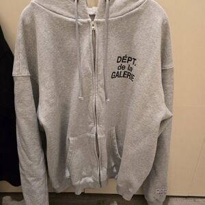 Gallery Dept Light Grey Hoodie with Black Logo